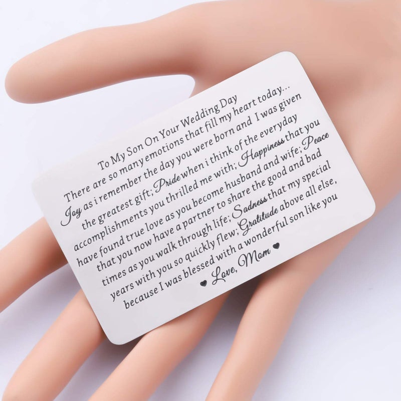 Lywjyb Birdgot Son Wedding Gift from Mom Son Gifts To My Son Gift Mom to Son Gifts Touching Mother to Son Poem Gift Son Wedding Gift from Parents Wallet Cards Gift (To Son Wedding Day card) - Image 5